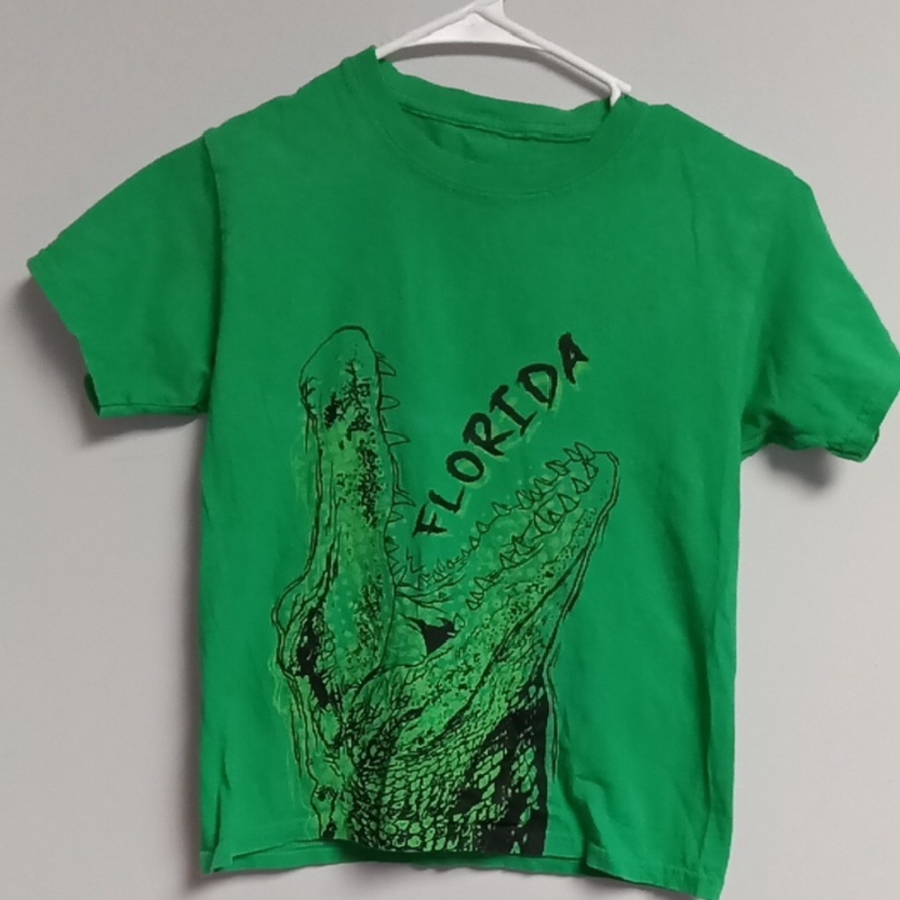 Green Kids T-Shirt with Alligator Print